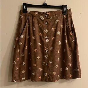 Vintage Brown Hat Patterned Skort